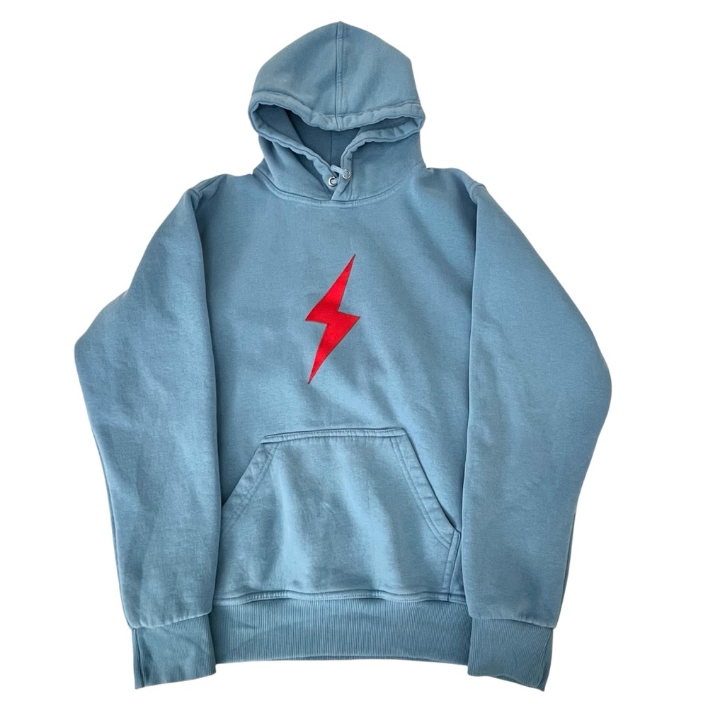 Bruce Bolt Blue Lightning Bolt Pullover Hoodie St… - image 2